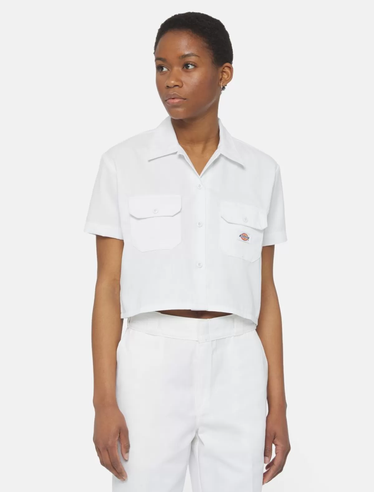 Hot Cropped Short Sleeve Work Shirt Women Work Shirts | Shirts